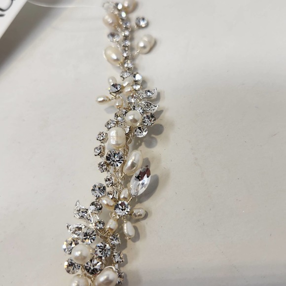 En Vogue Bridal Rhinestone Cultured Pearls Floral Hair Vine Head Piece Crown New main image 5